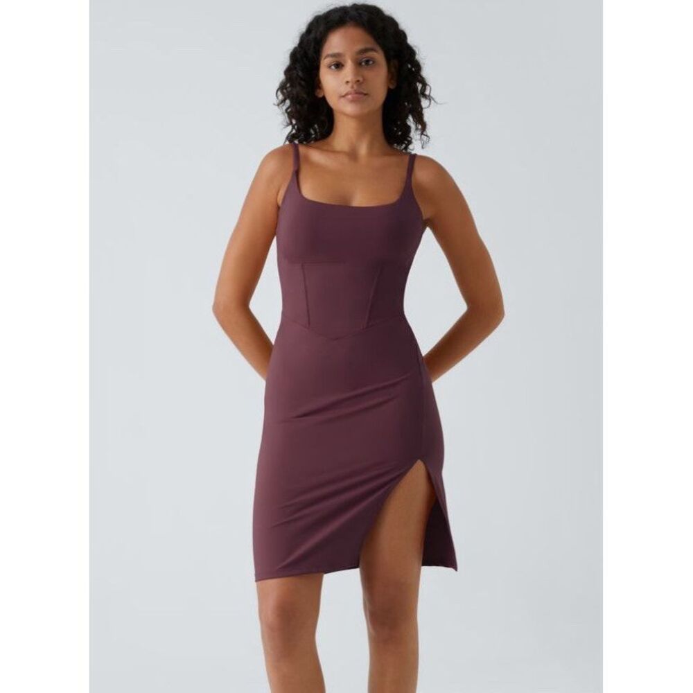 New Halara Spaghetti Strap Square Neck Backless Corset Split Bodycon Midi Sz XL